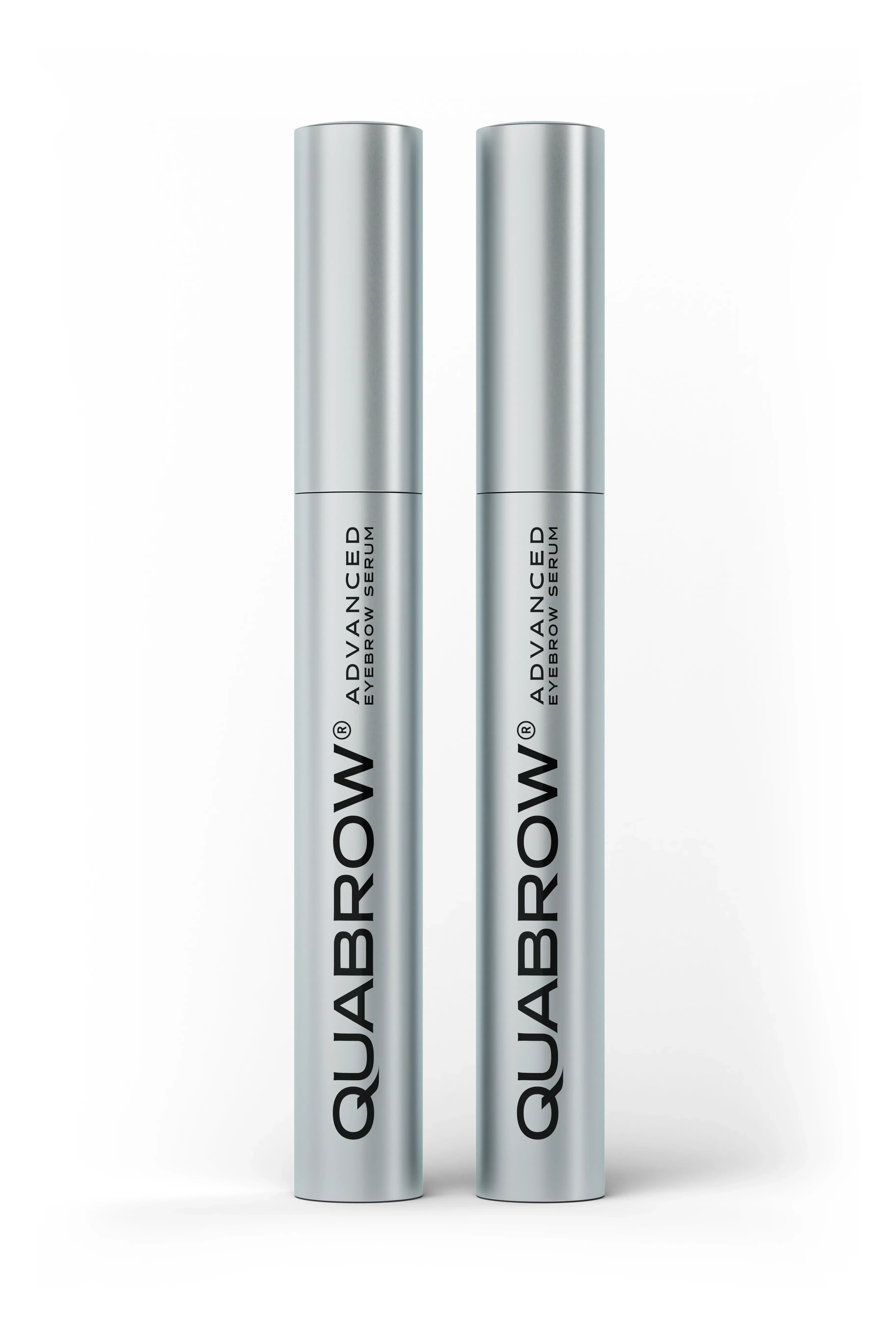 QUABROW Advanced Eyebrow Serum DUO SET 2x3.5 ml – two silver tubes on a white background