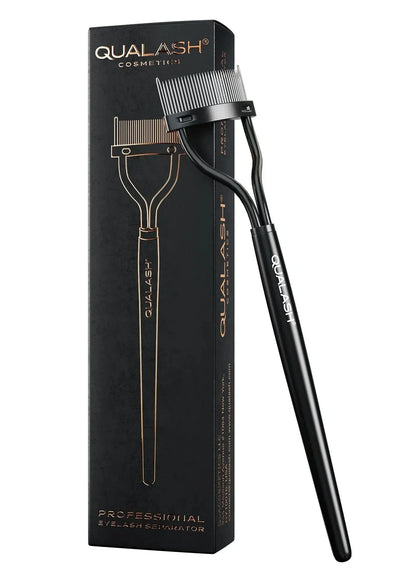 QUALASH Eyelash Separator – product angled with box for premium presentation
